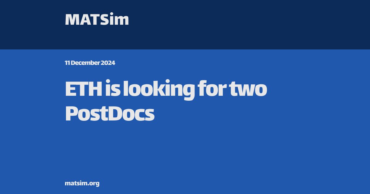 Matsim Logo ETH is looking for two PostDocs